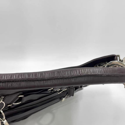 Sac à main Dior Corset en cuir noir et dentelle, avec ferrures argentées