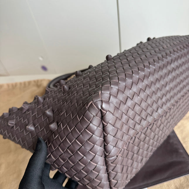 Sold Bottega Veneta Cabat Medium Intreccio Leather Tote Bag Dark Chocolate Brown