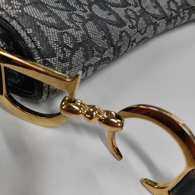 Dior Saddle Vintage Navy Oblique with Multicolor Silk Lining