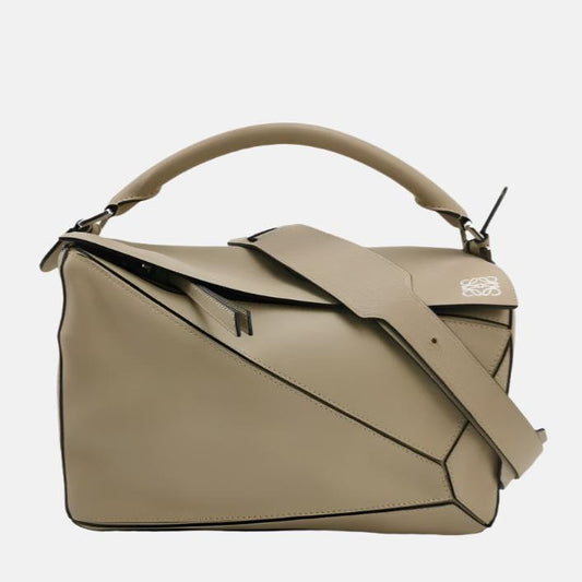 Loewe Puzzle Medium Sand Beige Calfskin Leather Bag-Luxbags