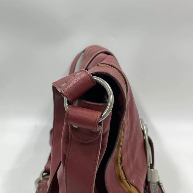 Dior Vintage Gaucho XL Red Leather Crossbody Bag 42cm