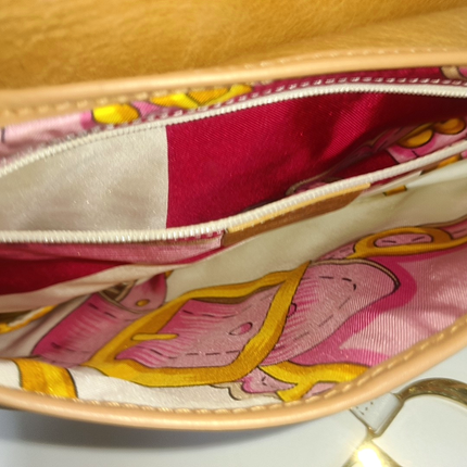 Dior Saddle Vintage Brown Leather and Silk Interior Shoulder Bag
