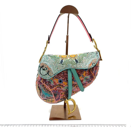 Sold Dior In Lights Saddle Medium Multicolor Beads and Calfskin Leather Shoulder Bag