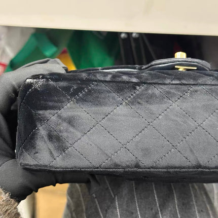 Chanel Classic Flap Medium Black Velvet Gold Hardware, 2014-2015