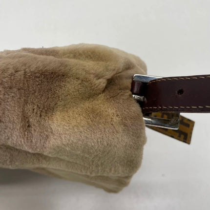 Fendi Mamma Baguette Brown Beige Soft Fur Shoulder Bag