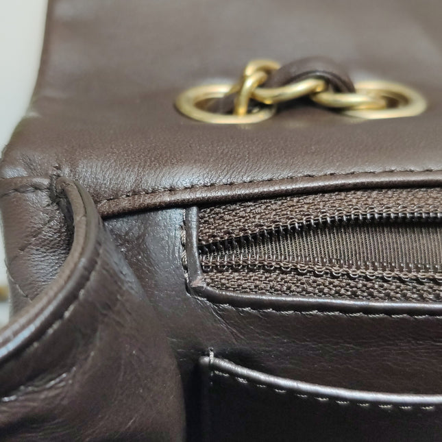 Chanel Classic Flap Jumbo Brown Lambskin Leather Single Flap Gold Hardware