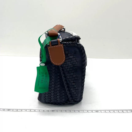 Loewe Braided Puzzle Small Woven Navy Leather Crossbody Bag