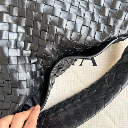 Bottega Veneta Hop Black Intrecciato Leather Maxi Hobo Bag 54cm
