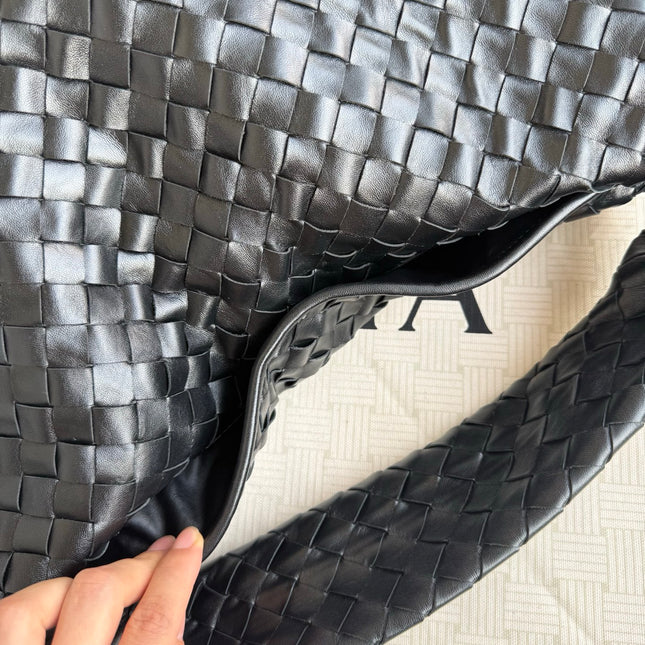 Bottega Veneta Hop Black Intrecciato Leather Maxi Hobo Bag 54cm