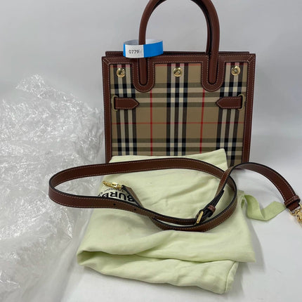 Sold Burberry Title Tote Small Leather Handbag