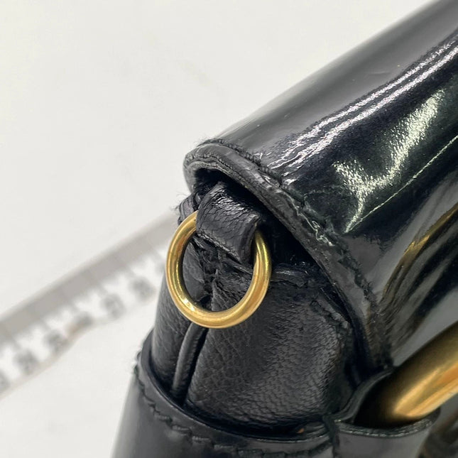 Gucci Horsebit 1955 Chain Large Black Leather and Patent Leather Shoulder Bag