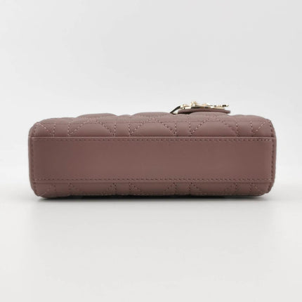 Sold Lady D-Joy Micro Handbag Dark Nude Beige Lambskin Cannage Leather No Strap