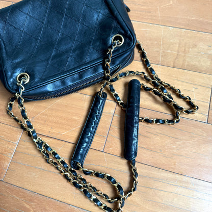 Chanel Mademoiselle Camera Bag Black Double Gold Chain, 1986-1988