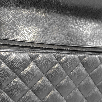 Chanel Classic Flap Maxi Black Caviar Leather Single Flap with Silver Hardware