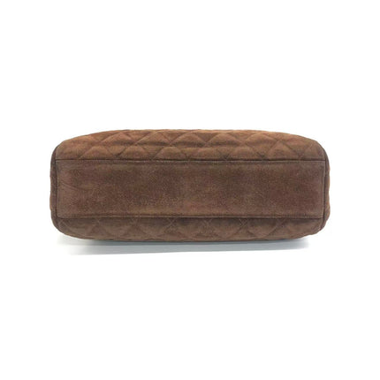 Chanel Vintage Kelly Brown Suede Leather Shoulder Bag Silver Hardware, 1996-1997