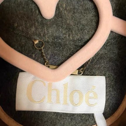 Chloé 2017 Fall/Winter Green Mohair Plaid Coat Oversized Fit Size S