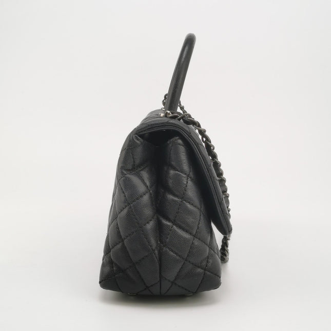 Chanel Coco Handle Medium Black Caviar Leather Silver Hardware, 2016
