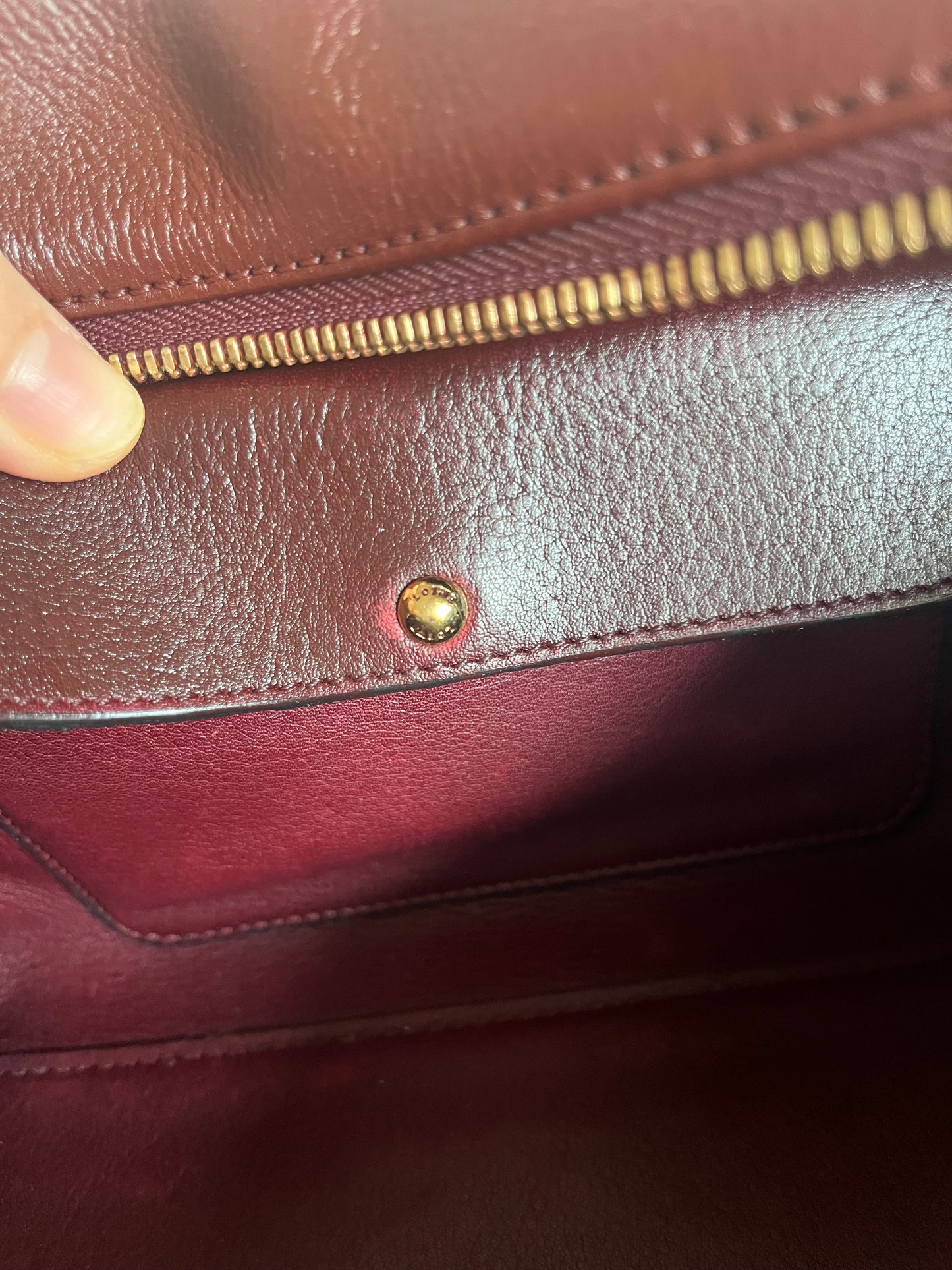 Sold Loewe Amazona 29 in Burgundy Calfskin Leather and Gold-tone Hardware