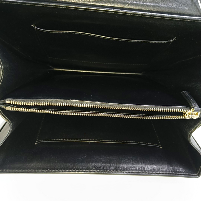 Versace Black Leather Applique Studded Flap Top Handle Crossbody Bag