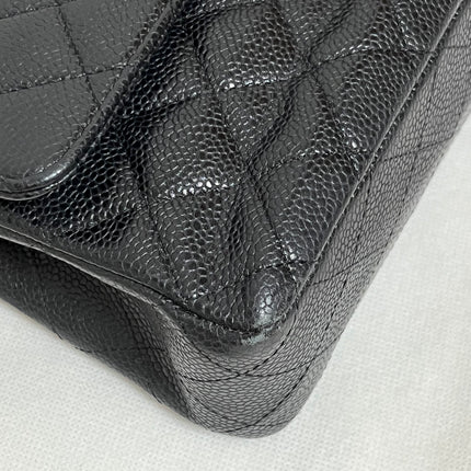 Chanel Classic Flap Medium Black Caviar Leather with 24k Gold Hardware, 2008