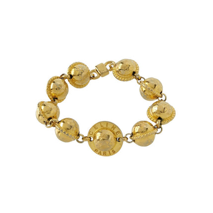 Celine 1990s Gold-tone Triomphe Planet Link Charm Bracelet