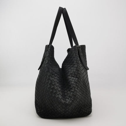 Bottega Veneta Cesta Shopper Tote Intrecciato Black Leather Large 50cm