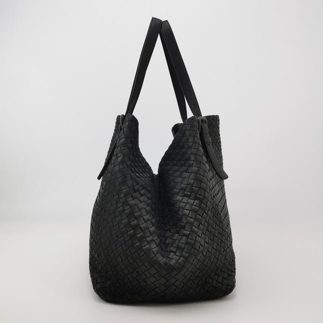 Bottega Veneta Cesta Shopper Tote Intrecciato Black Leather Large 50cm