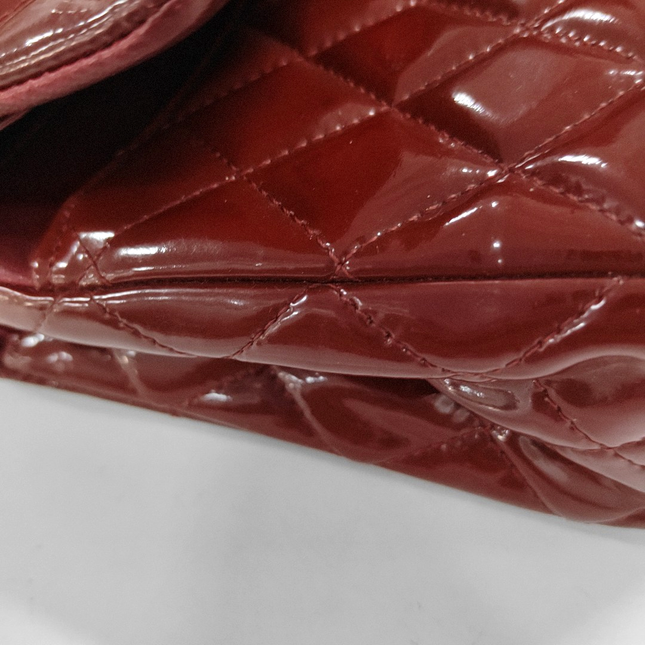 Chanel Classic Flap Medium Burgundy Patent Leather Silver HW, 2010-2011
