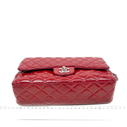 Chanel Classic Flap Medium 2011 Red Patent Leather Silver Hardware