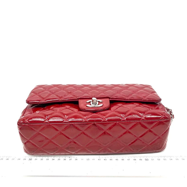 Chanel Classic Flap Medium 2011 Red Patent Leather Silver Hardware
