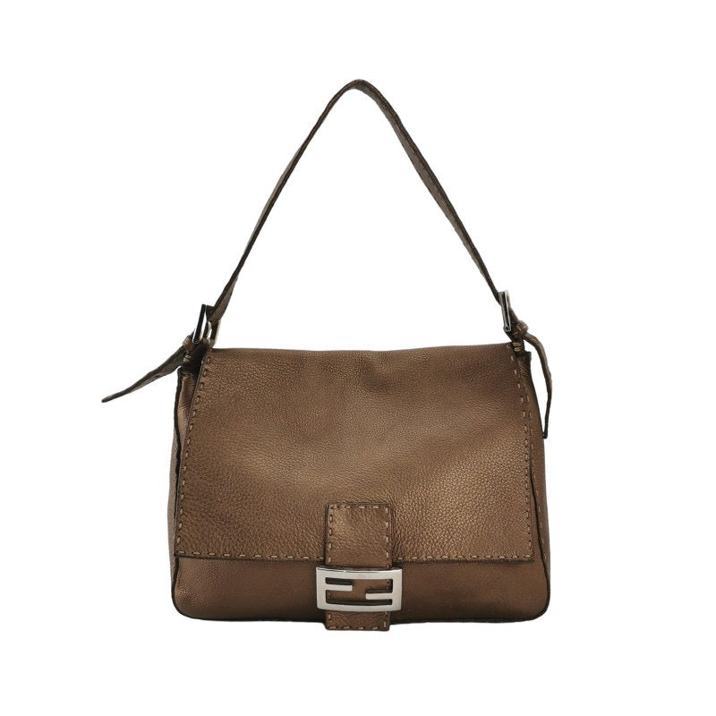 Fendi Mamma Baguette Selleria Calfskin Leather Copper Brown Shoulder Bag-Luxbags