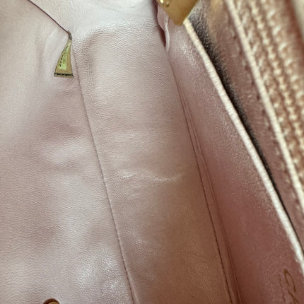 Chanel Classic Flap Medium Happy Stitch Pink Leather with Contrast White Trim