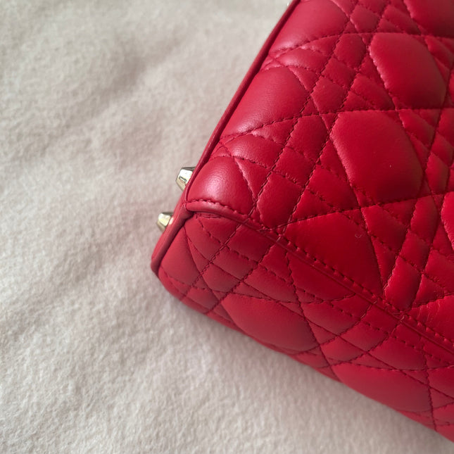 Sold Lady Dior Red Mini handbag Cannage Leather with strap