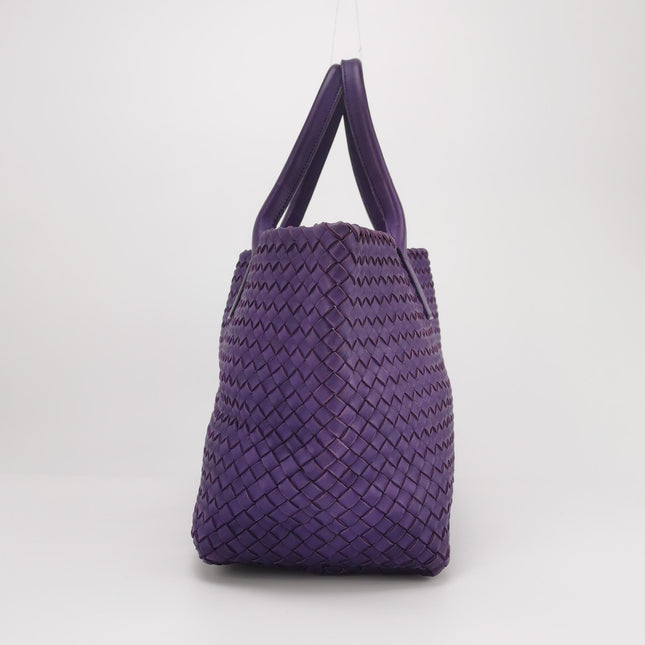 Bottega Veneta Cabat Large Intreccio Leather Tote Bag Purple with Pouch 40cm