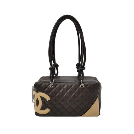 Chanel Cambon Medium Shoulder Bag Chocolate Brown Calfskin Leather Double Strap-Luxbags