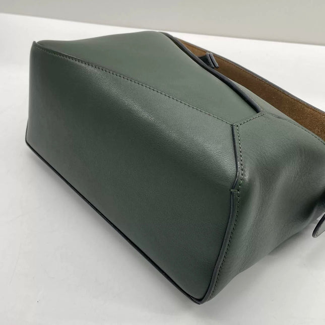Loewe Puzzle Edge Braided Handle Small Dark Green Nappa Calfskin leather Crossbody bag