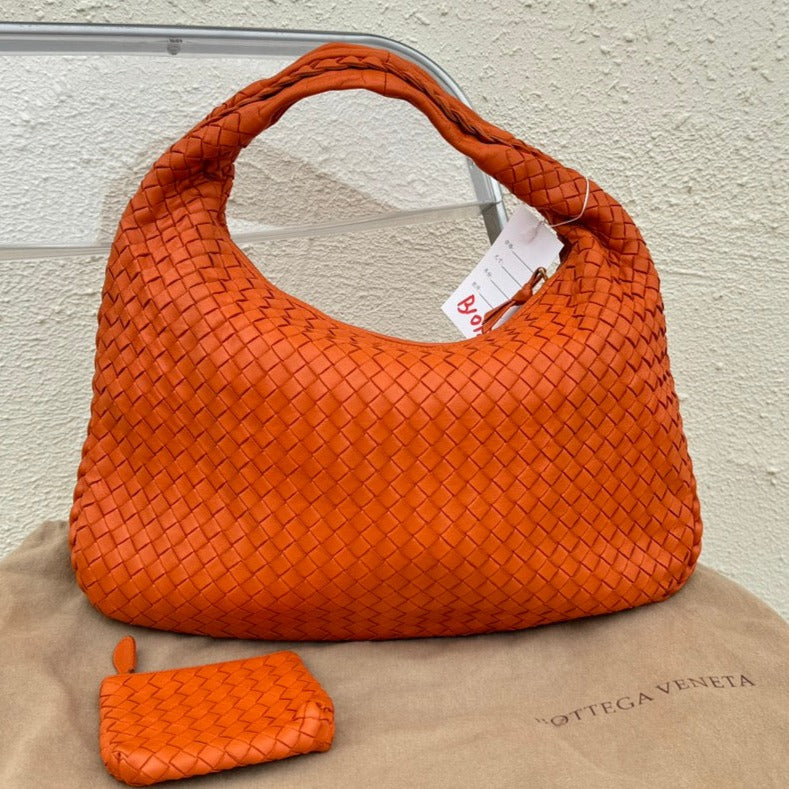 Bottega Veneta Veneta Hobo Medium 40cm Lambskin Leather Orange-Luxbags