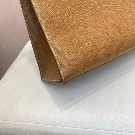 Hermes Kelly 32 Sellier Vintage Gold Epsom Leather Gold Hardware With Strap 1990