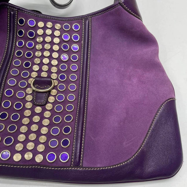 Gucci Jackie Vintage Large Purple Suede Leather Ringlets Decoration