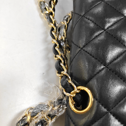 Chanel Timeless Classic Flap Medium Black Lambskin Leather Gold Hardware