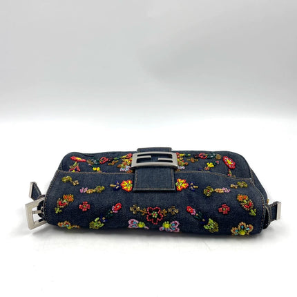 Sold Fendi Baguette Denim with Floral Beads 25 Anniversary Special Collection