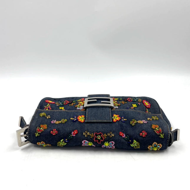Sold Fendi Baguette Denim with Floral Beads 25 Anniversary Special Collection