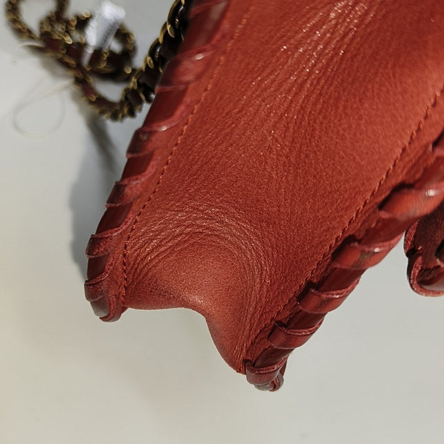 Chanel Classic Flap Medium Happy Stitch Red Aged Calfskin Leather Gold Hardware, 2015-2016