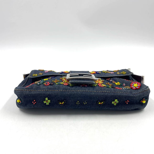 Sold Fendi Baguette Denim with Floral Beads 25 Anniversary Special Collection