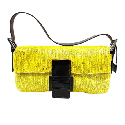 Fendi Baguette Vintage Shoulder bag with Glitter Yellow Beads
