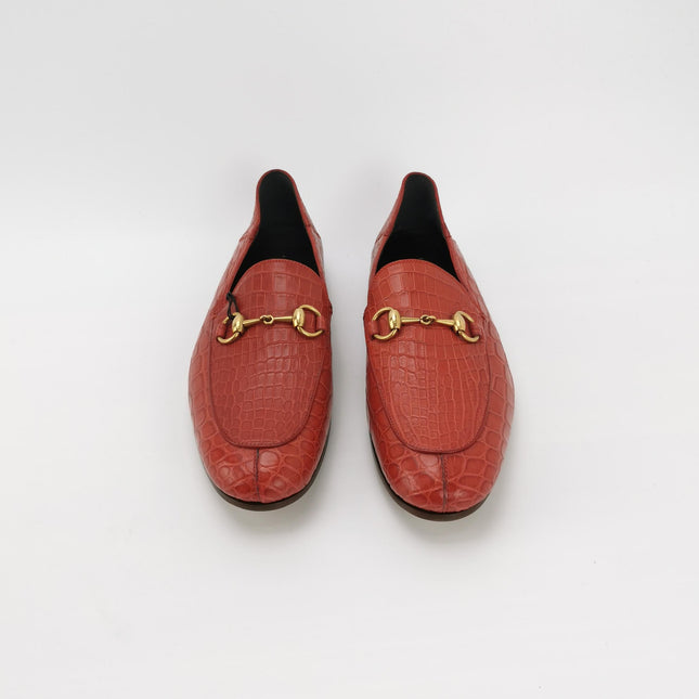 Gucci Men's Jordaan Crocodile Loafer Red Size 40.5
