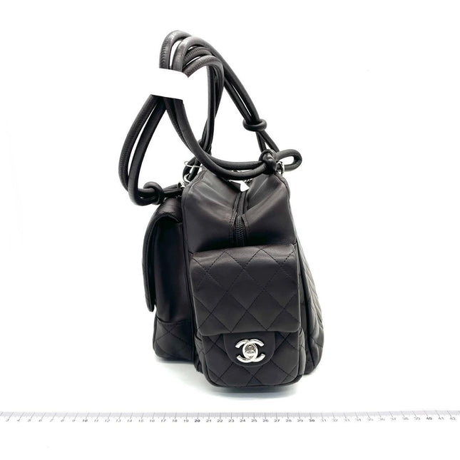 Chanel Cambon Large Dark Brown Calfskin Leather Double Strap Handbag