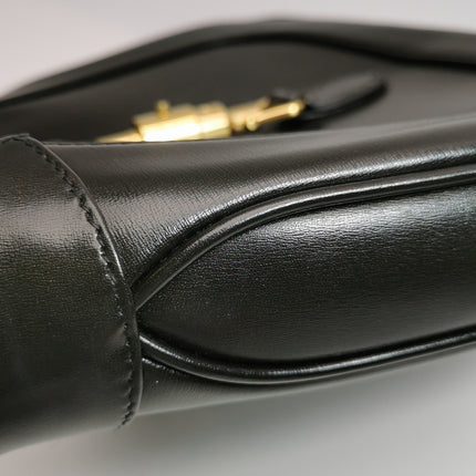 Gucci Jackie 1961 Black Leather Bag Small With Long Strap