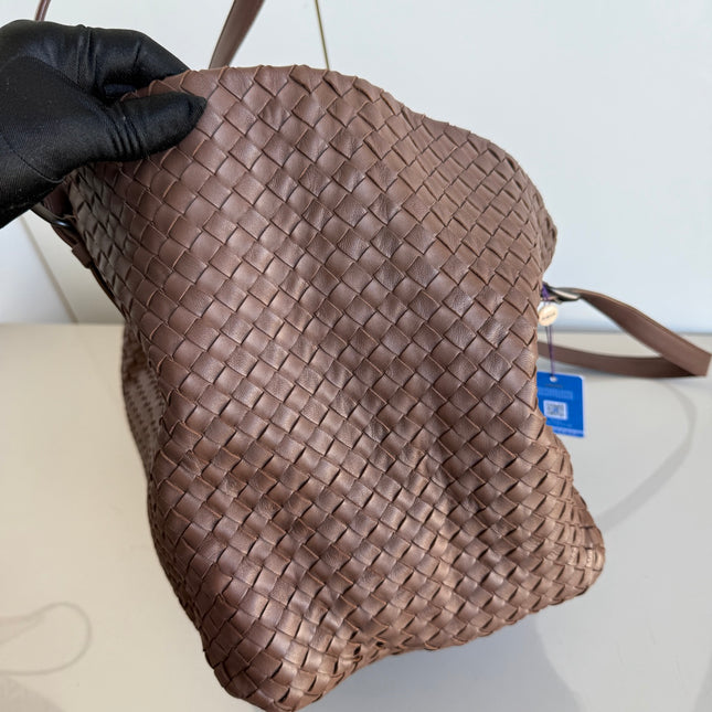 Bottega Veneta Cesta Shopper Tote Intrecciato Milk Chocolate Brown Leather Large 50cm