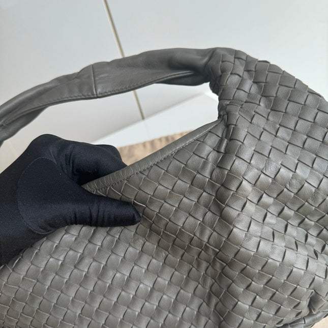 Sold Bottega Veneta Belly Hobo Intrecciato Grey Leather Medium 40cm